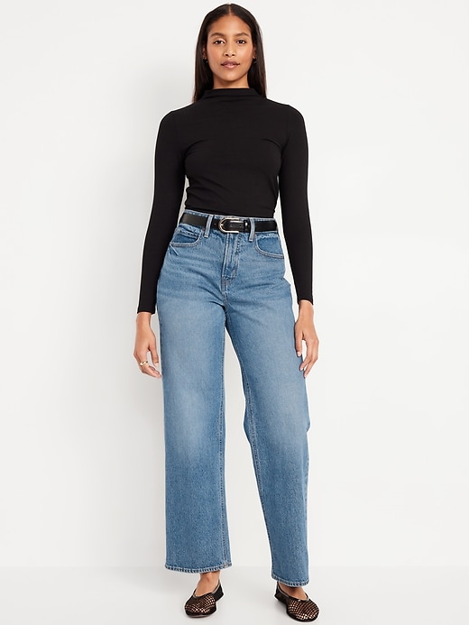 Image number 1 showing, Curvy Extra High-Waisted Sky-Hi Wide-Leg Jeans