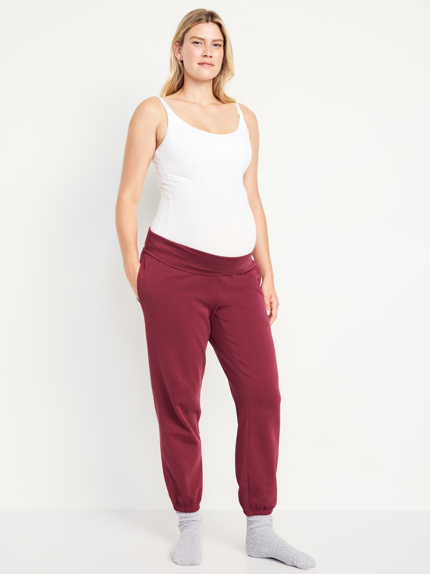 Maternity Rollover-Waist Jogger Sweatpants