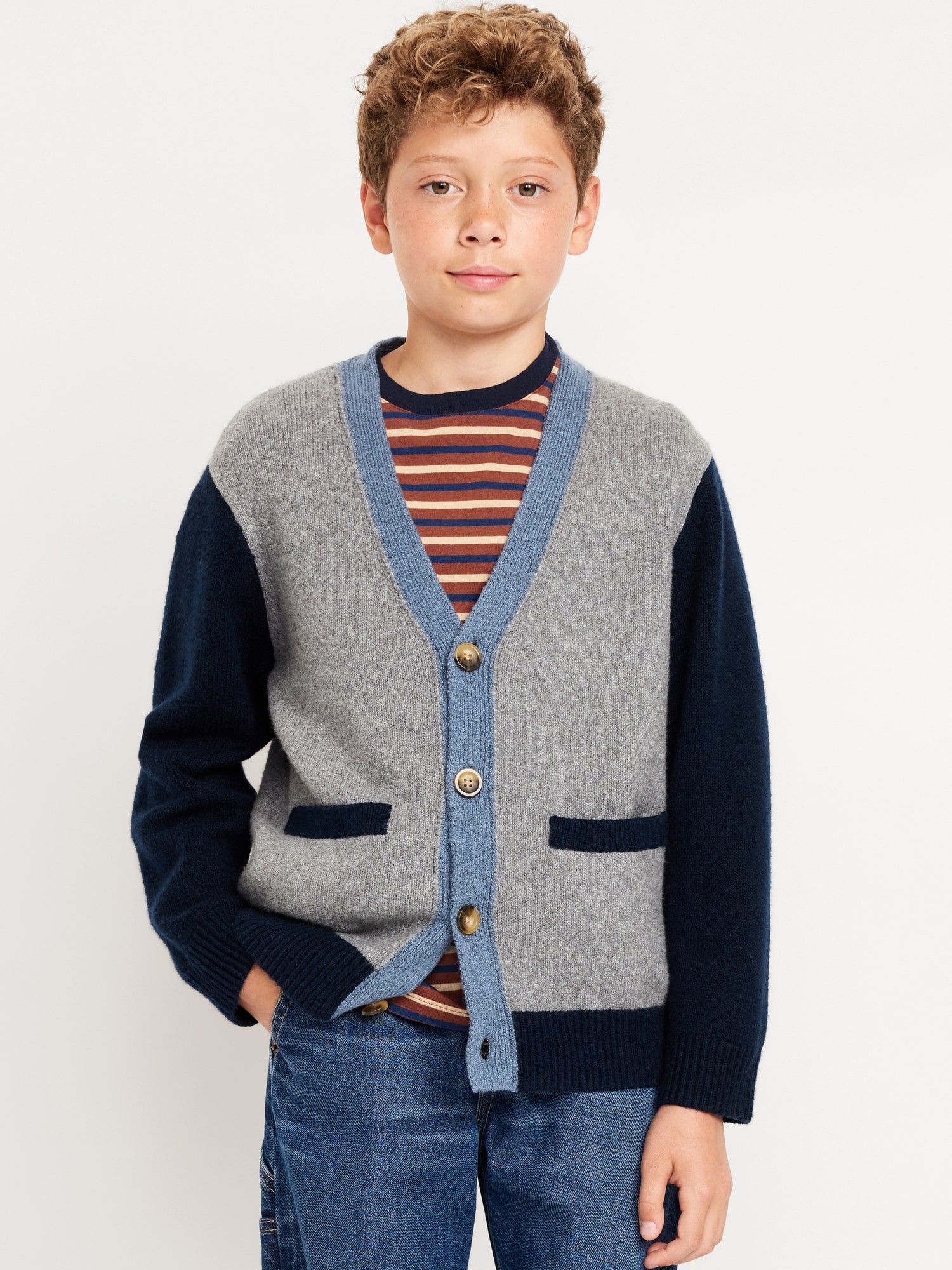 SoSoft Color-Block Cardigan Sweater for Boys