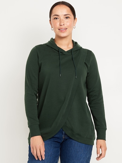 Image number 1 showing, Maternity Cross-Front Nursing Pullover Hoodie