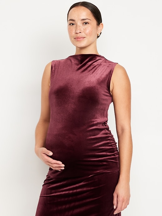 Image number 1 showing, Maternity Velvet Mock-Neck Top