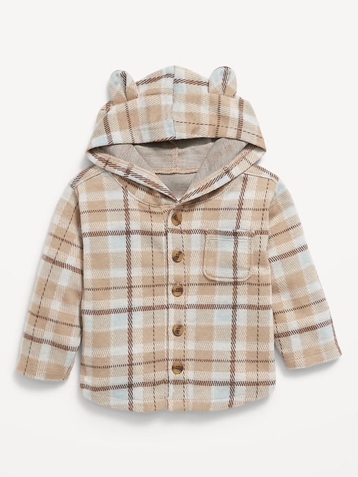 View large product image 1 of 1. Printed Soft-Knit Hooded Shirt for Baby