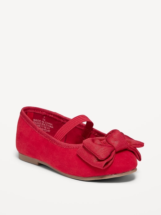 View large product image 1 of 4. Faux-Suede Bow Ballet Flats for Toddler Girls