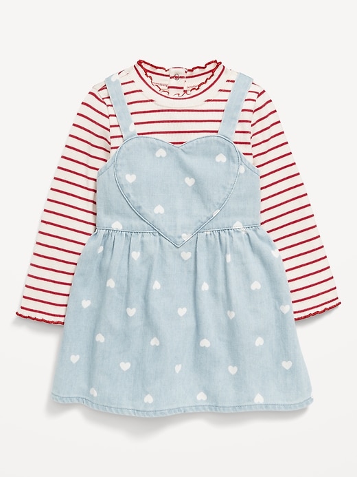 View large product image 2 of 3. Printed Mock-Neck T-Shirt and Jean Dress Set for Baby