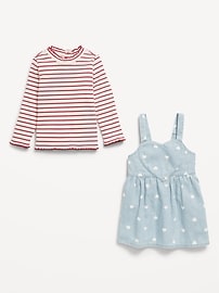 View large product image 3 of 3. Printed Mock-Neck T-Shirt and Jean Dress Set for Baby