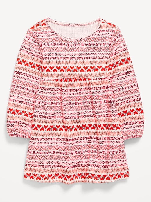 View large product image 2 of 2. Long-Sleeve Thermal-Knit Dress for Toddler Girls