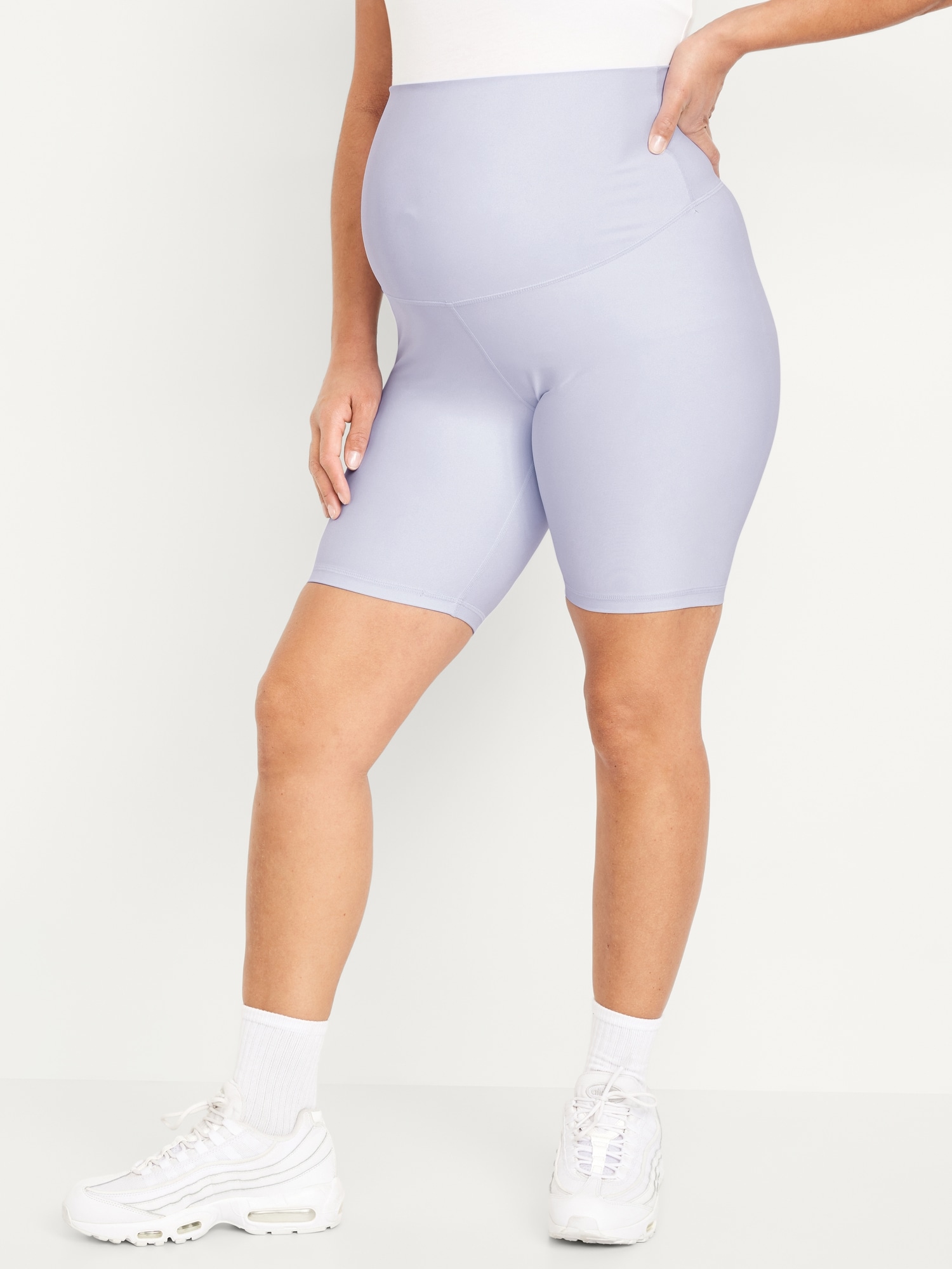 Maternity Full Panel PowerSoft Biker Shorts -- 8-inch inseam