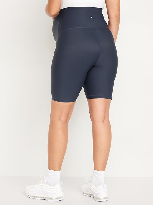 Image number 2 showing, Maternity Full Panel PowerSoft Biker Shorts -- 8-inch inseam