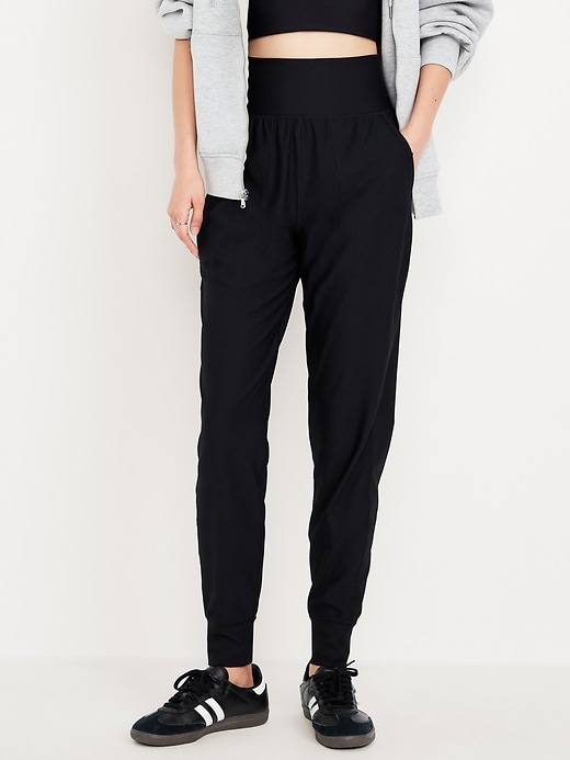 Image number 1 showing, High-Waisted PowerSoft Ribbed 7/8 Joggers