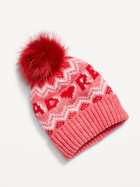 Fair Isle Pom-Pom Beanie for Women - Adore