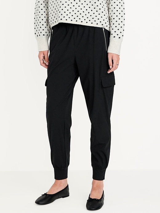 Image number 1 showing, High-Waisted SleekTech Cargo Joggers