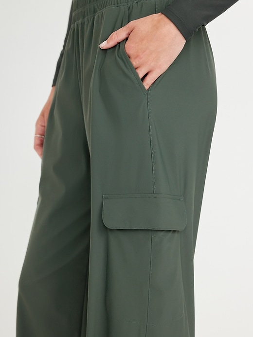 Image number 3 showing, High-Waisted SleekTech Wide-Leg Cargo Pants