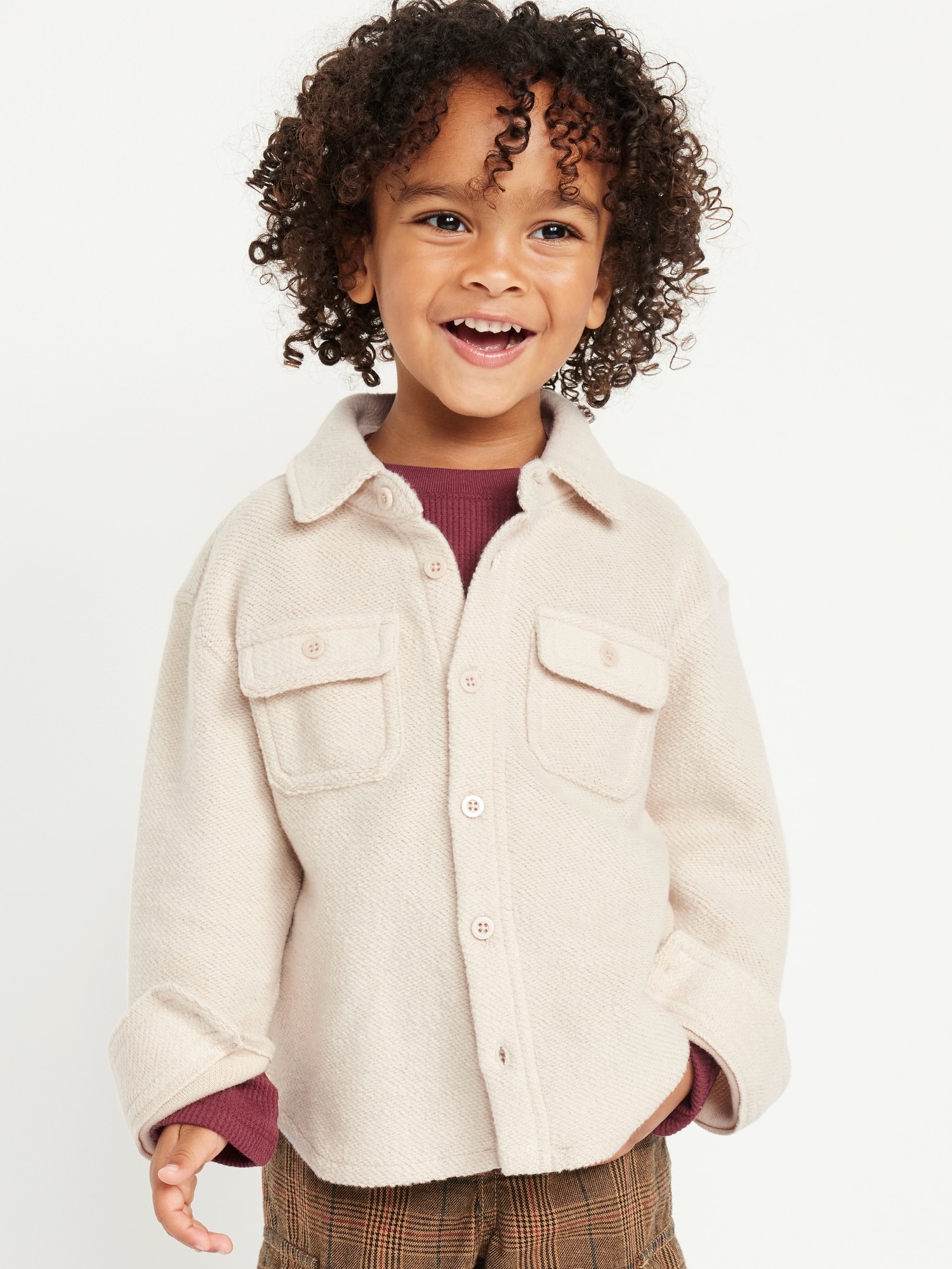 Cozy-Knit Buttoned Pocket Shirt for Toddler Boys