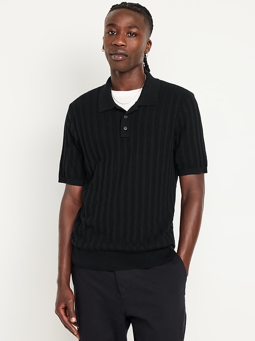 Image number 1 showing, Ribbed Polo Sweater