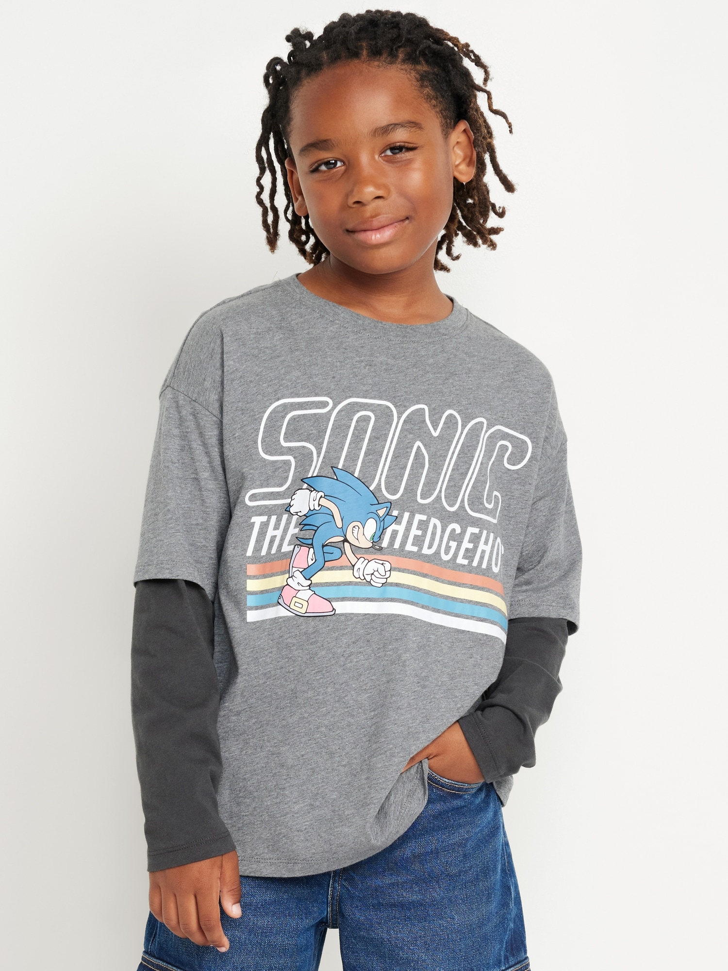 Sonic The Hedgehog Oversized Two-In-One Graphic T-Shirt for Boys