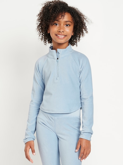 View large product image 1 of 5. Half-Zip Velour Performance Top for Girls