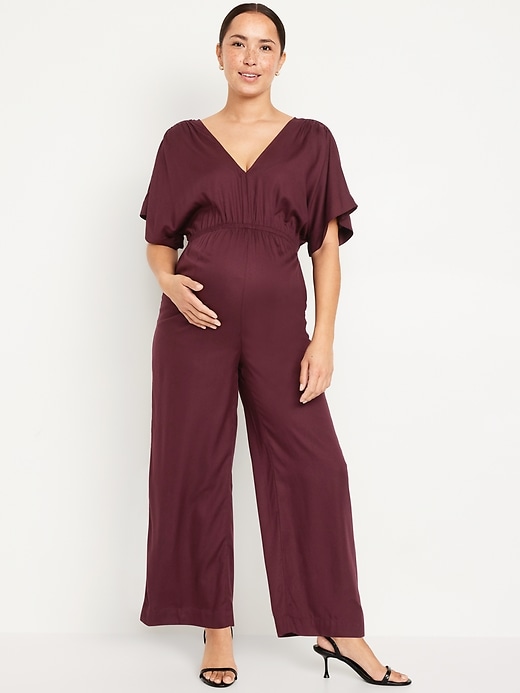 Image number 1 showing, Maternity V-Neck Crepe Jumpsuit