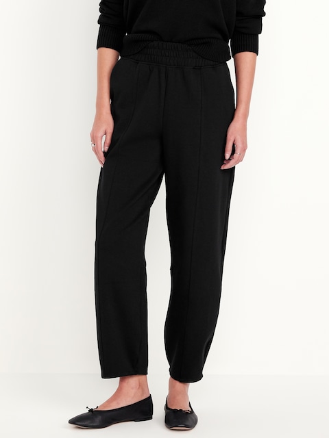 High-Waisted Dynamic Fleece Barrel-Leg Sweatpants - Black Jack