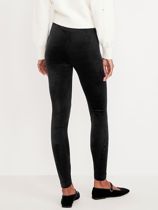 Image number 2 showing, High-Waisted Velvet Ankle Leggings