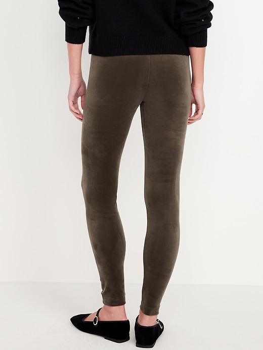 Image number 4 showing, High-Waisted Velvet Ankle Leggings