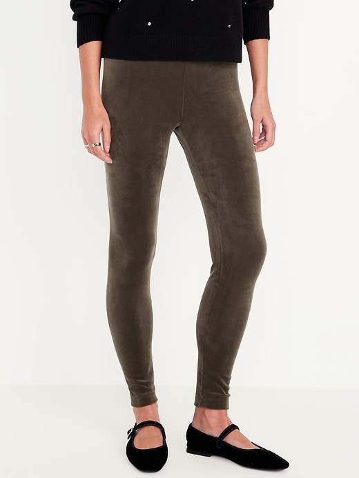 Image number 5 showing, High-Waisted Velvet Ankle Leggings