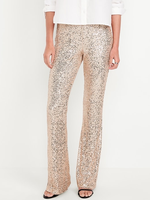 Image number 1 showing, High-Waisted Sequin Flare Pants