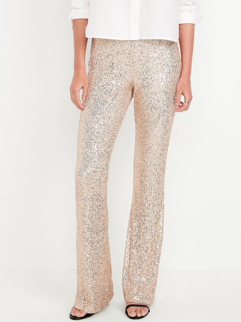 High-Waisted Sequin Flare Pants