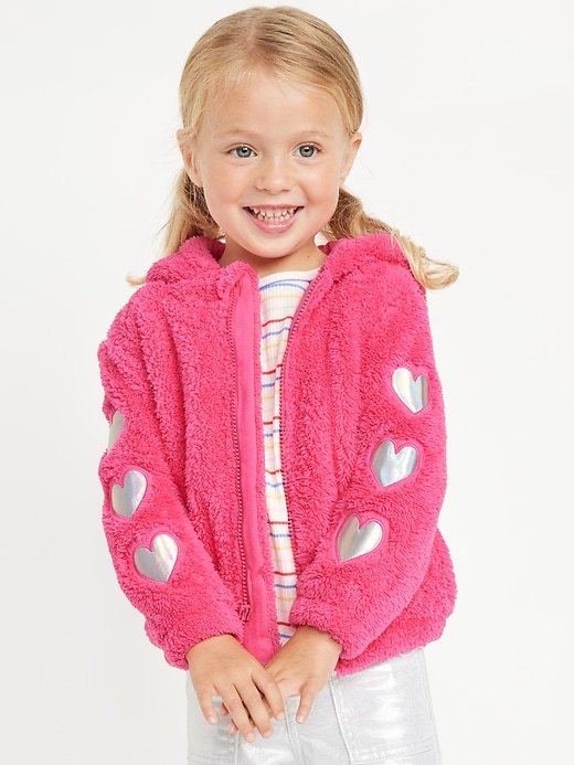 View large product image 1 of 3. Sherpa Full-Zip Applique Jacket for Toddler Girls