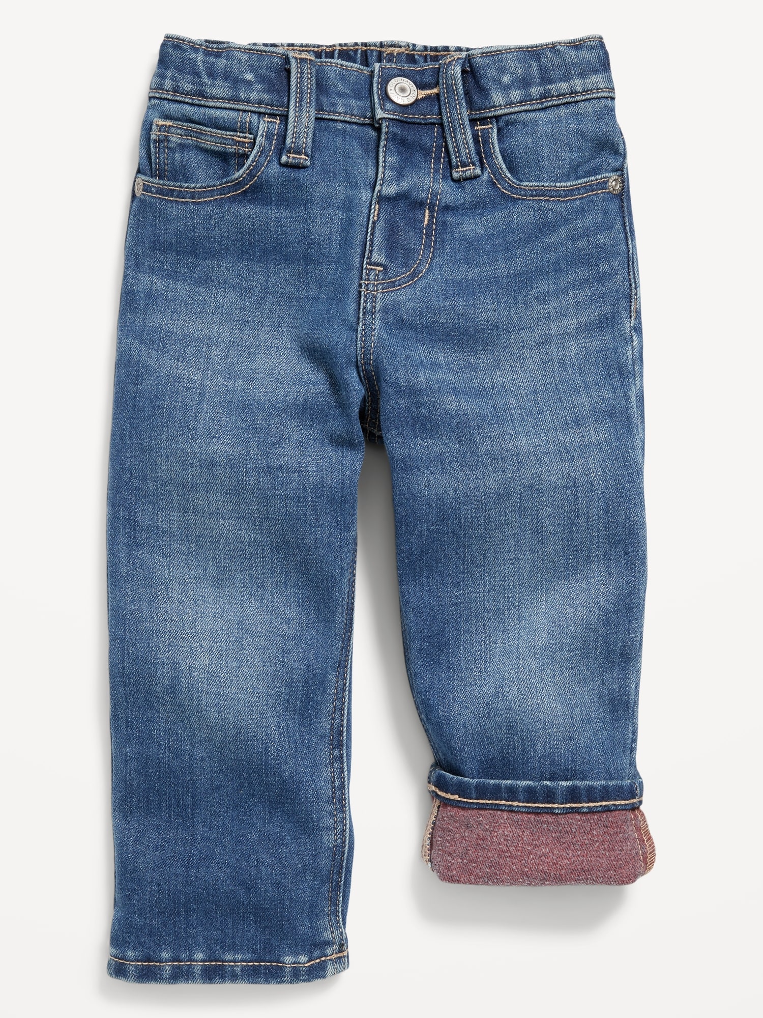 Built-In Warm Straight Jeans for Toddler Boys