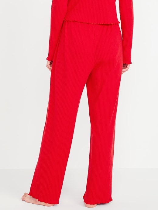 Image number 7 showing, High-Waisted Ribbed Pajama Pants