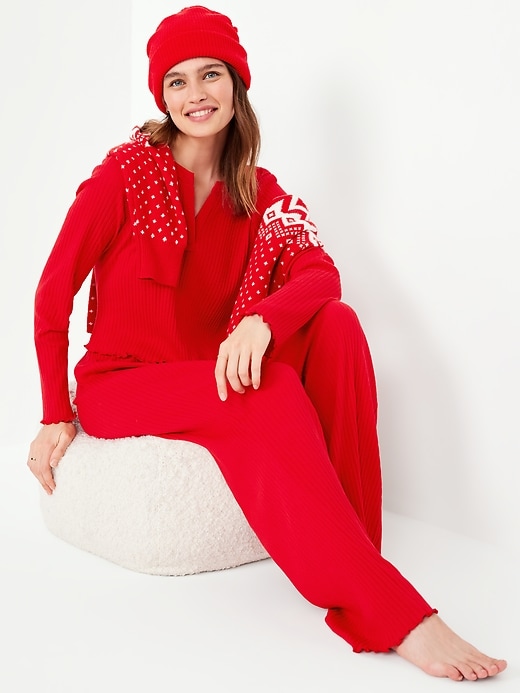 Image number 8 showing, High-Waisted Ribbed Pajama Pants