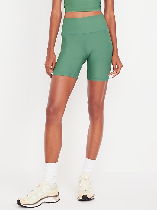 Image number 1 showing, High-Waisted PowerSoft Biker Shorts -- 6-inch inseam