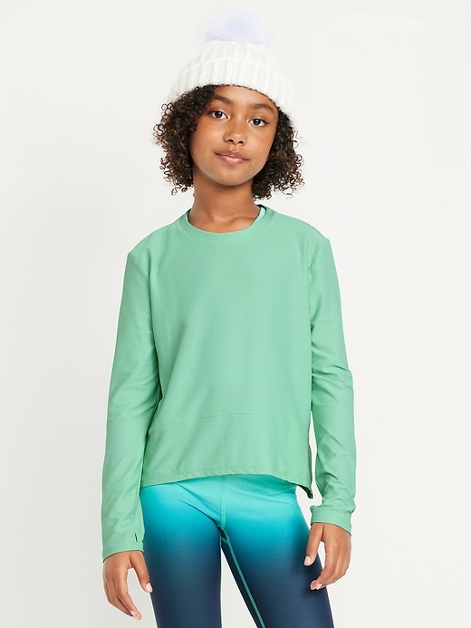 View large product image 1 of 4. Long-Sleeve Curved-Hem Performance Top for Girls