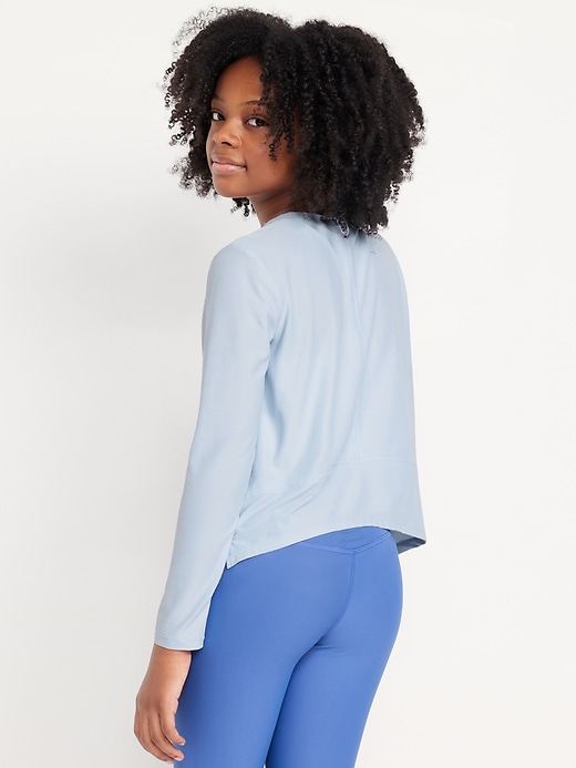 View large product image 2 of 4. Long-Sleeve Curved-Hem Performance Top for Girls