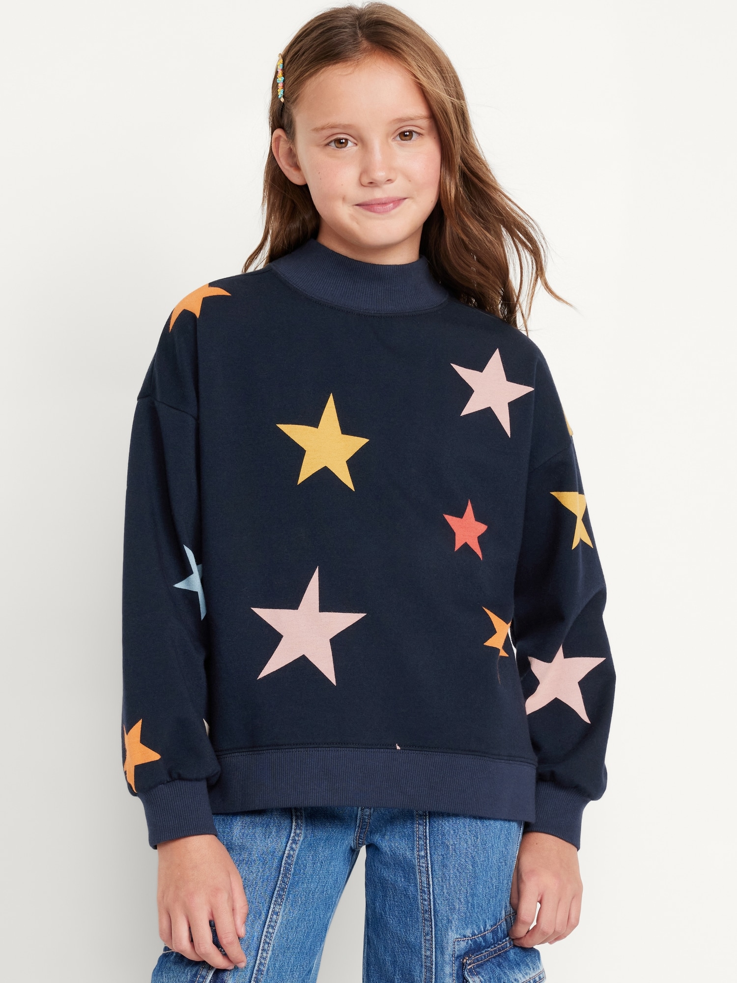 Mock-Neck Tunic Sweatshirt for Girls