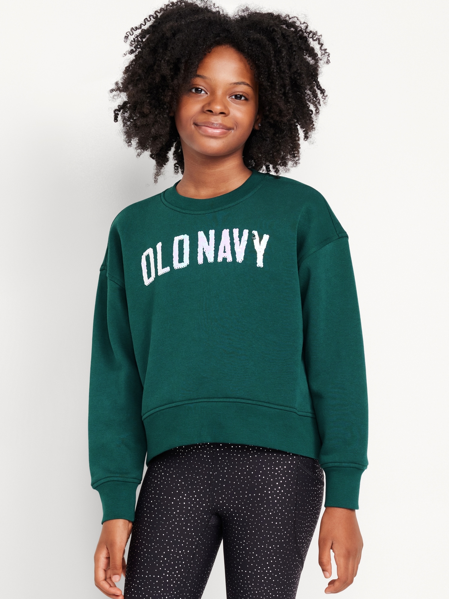 Vintage Oversized Logo-Graphic Sweatshirt for Girls