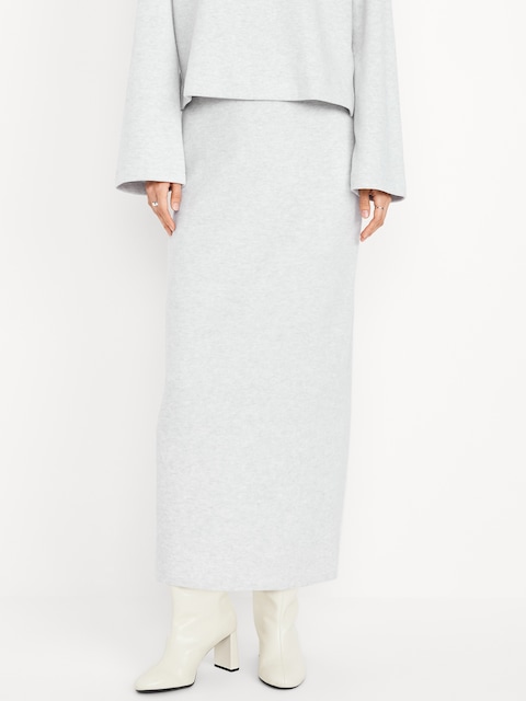 Cozy Maxi Column Skirt - Light Heather Gray