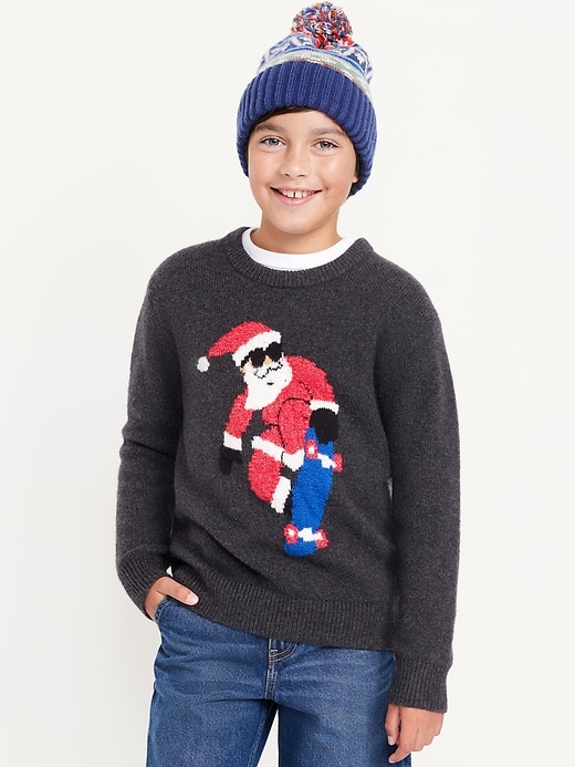 View large product image 1 of 3. SoSoft Crew-Neck Printed Sweater for Boys