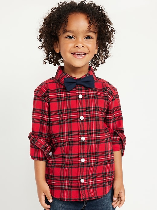 View large product image 1 of 2. Long-Sleeve Printed Shirt and Bow-Tie Set for Toddler Boys