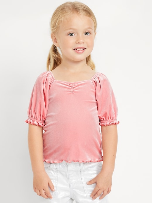 View large product image 1 of 2. Puff-Sleeve Velvet Top for Toddler Girls