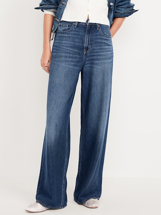 Image number 2 showing, High-Waisted Baggy Wide-Leg Jeans