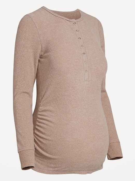 Image number 3 showing, Maternity Long Sleeve Henley T-Shirt