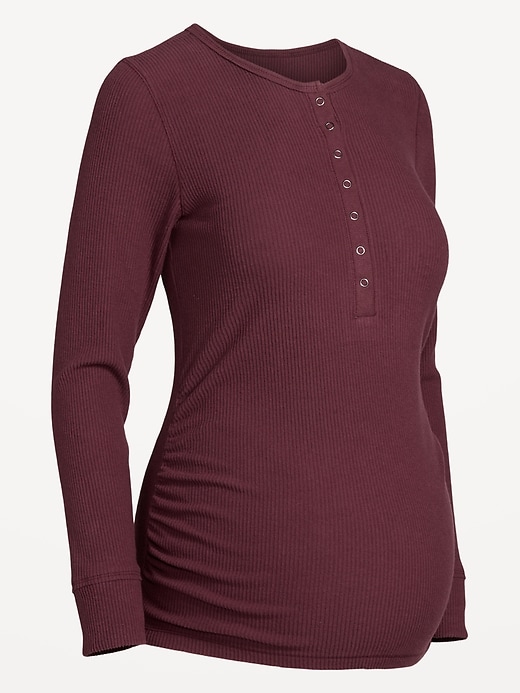 Image number 3 showing, Maternity Long Sleeve Henley T-Shirt