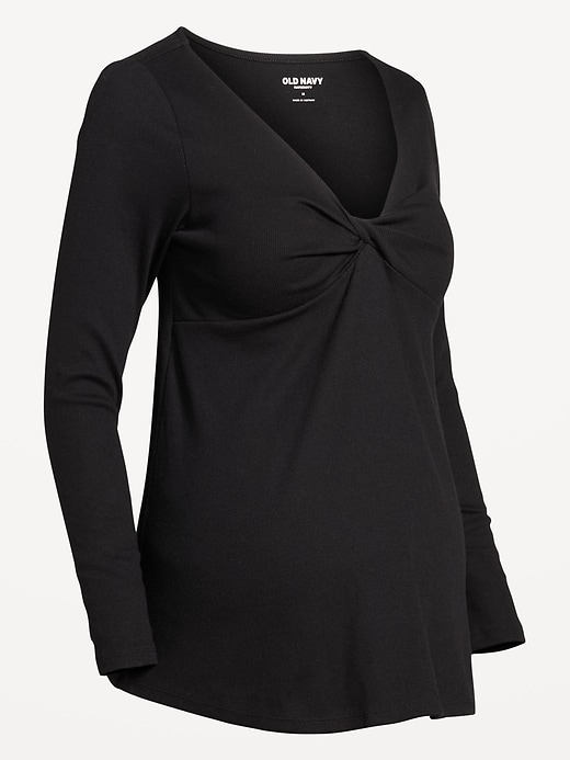 Image number 3 showing, Maternity Twist-Front Ribbed Top