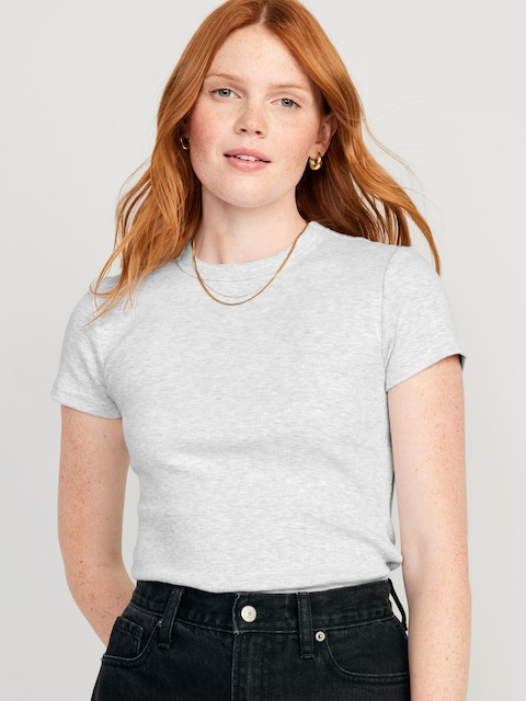 Snug Crop T-Shirt - Light Heather Gray