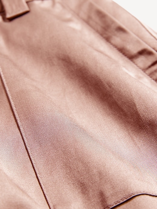 Image number 4 showing, Extra-High Waisted Satin Cargo Barrel Wide-Leg Pants