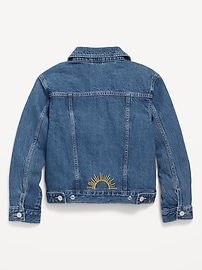 View large product image 3 of 4. Oversized Embroidered Jean Trucker Jacket for Girls