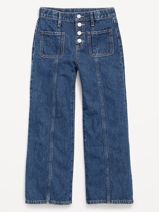 Image number 4 showing, High-Waisted Super Baggy Button-Fly Wide-Leg Utility Jeans for Girls