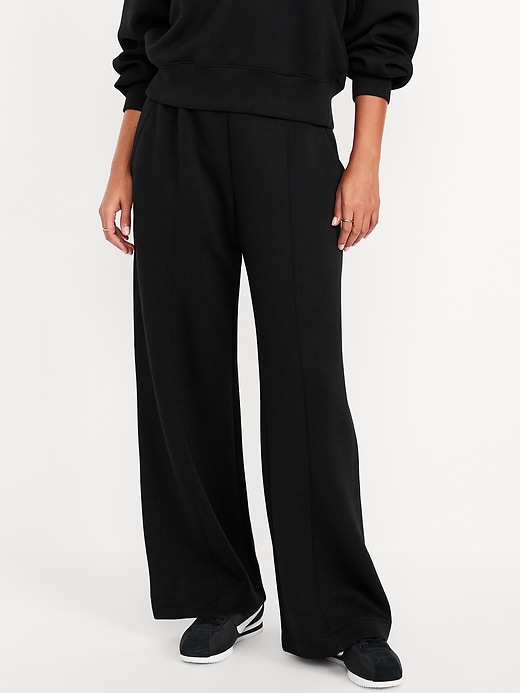 Image number 1 showing, High-Waisted Bounce Fleece Wide-Leg Pants