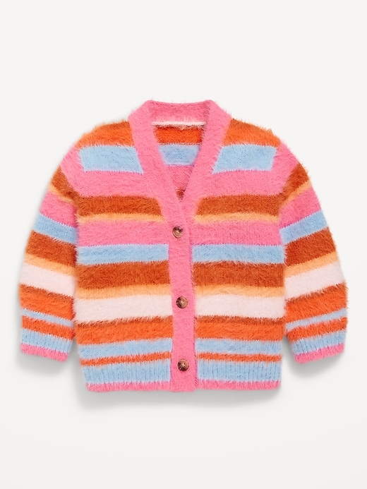 View large product image 1 of 2. Striped Eyelash Button-Front Cardigan Sweater for Baby